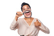 © paffy - Woman smiling and show teeth through a magnifying glass