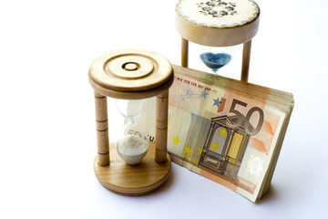 Wall Mural - Conceptual euro paper money banknote with a sand glass