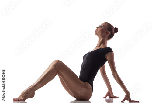 Gymnastics exercise over white isolated background Obraz na płótnie