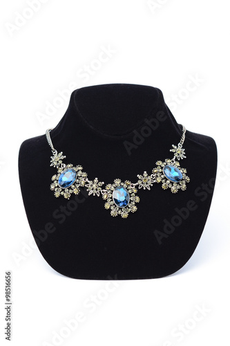 Fényképezés vintage necklace with blue gems on a mannequin