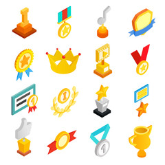 Trophy and awards icons set