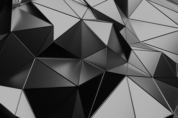 Abstract 3D Rendering of Low Poly Dark Surface.