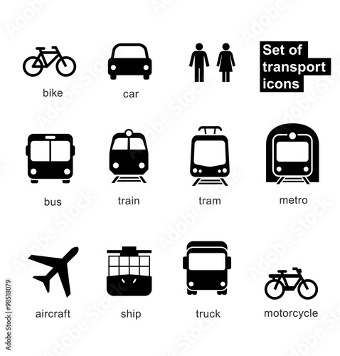 Fotografía Set transport icons on white background. Vector elements