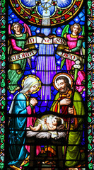 Fototapete - Nativity Scene at Christmas in Montserrat Abbey