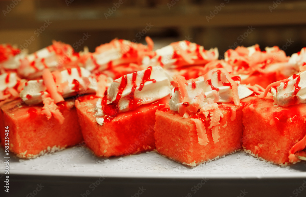 Dessert cakes for sale at the shop