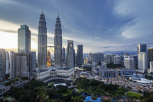 Petronas Towers Kuala Lumpur Skyline At Dusk
