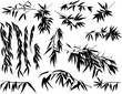 isolated bamboo plant black silhouettes collection