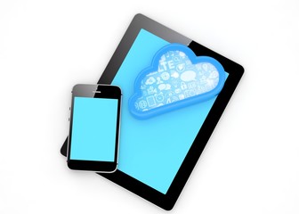 tablet pc, smart phone and cloud