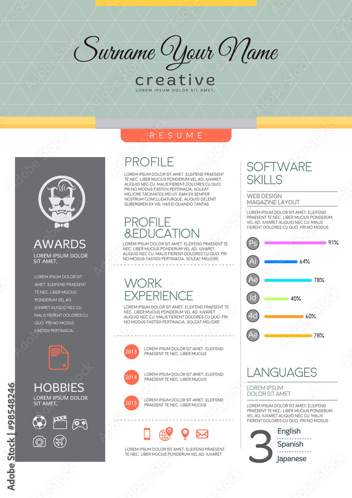 Vector resume template. Stock Vector | Adobe Stock