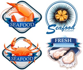 Wall Mural - Food logo with fresh seafood
