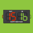 Football substitution board with Happy New Year 2016 massage on green background. Vector Illustration