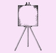 easel with blank canvas, doodle style, sketch illustration