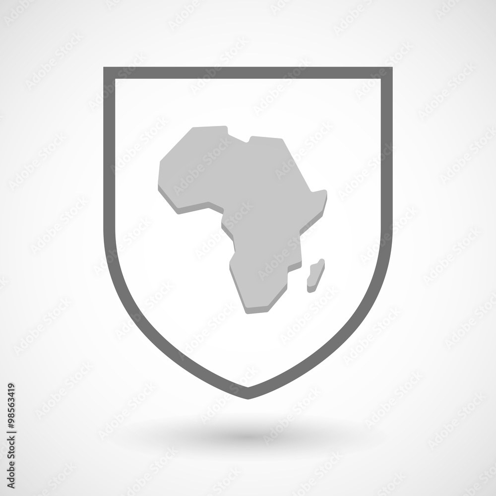 Line art shield icon with a map of the african continent Stock Vector ...