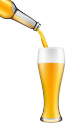 Wall Mural - Beer pouring from bottle into glass. Photo-realistic vector illustration.