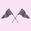 Two Checker Flags Crossed, doodle style, sketch illustration, hand drawn, vector