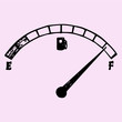 fuel indicator, gas gauge (gas tank, gas gage, fuel gauge), doodle style, sketch illustration, hand drawn, vector