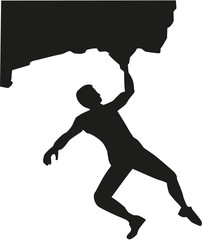 Canvas Print - Man bouldering at rock