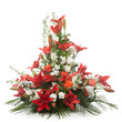 flower arrangement made of lily, snapdragon, roses and lily flowers