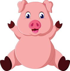 Wall Mural - illustration of Cute pig cartoon