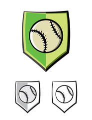 Sticker - Baseball Shield Emblem Icons Illustration