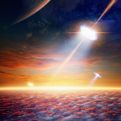 Wall Mural - ufo in sky