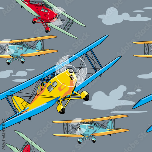 Nowoczesny obraz na płótnie Powtarzający się wzór z retro samolotów