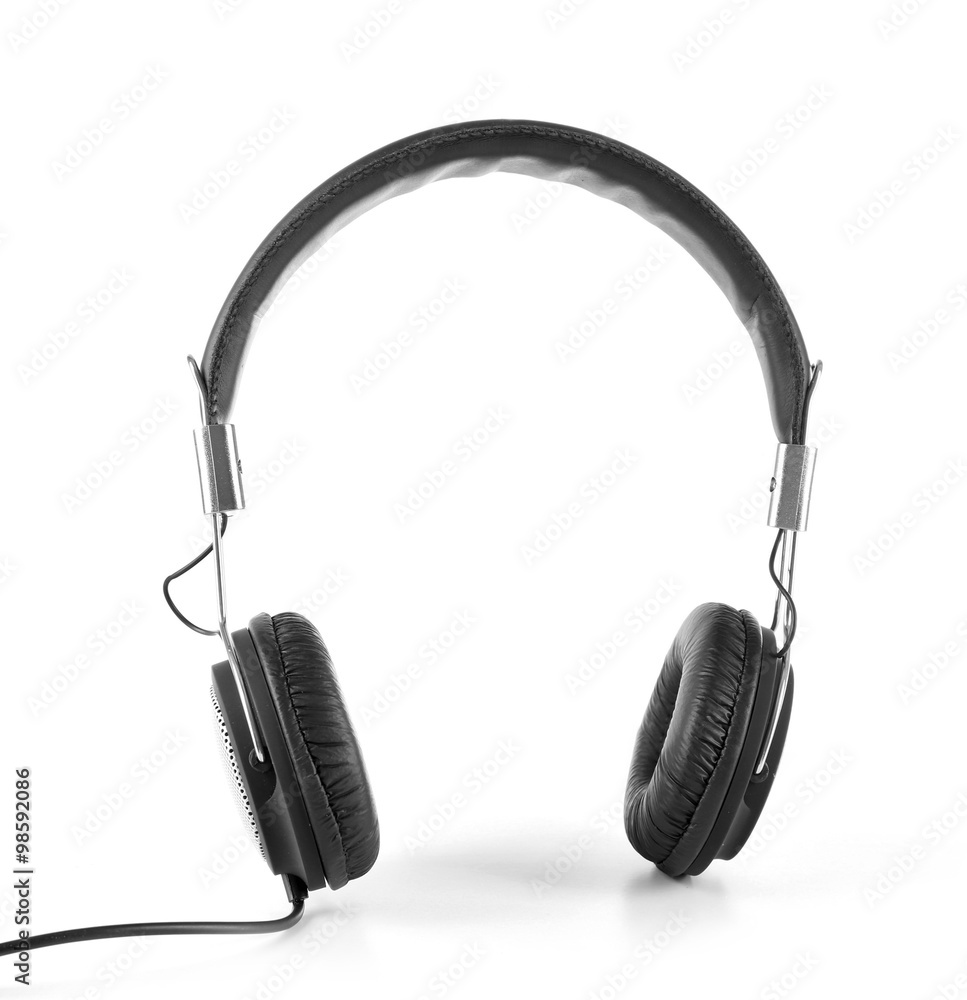 Black headphones isolated on white