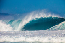 Surfing Waves At Bonzai Pipeline On The North Shore Of Oahu, Hawaii