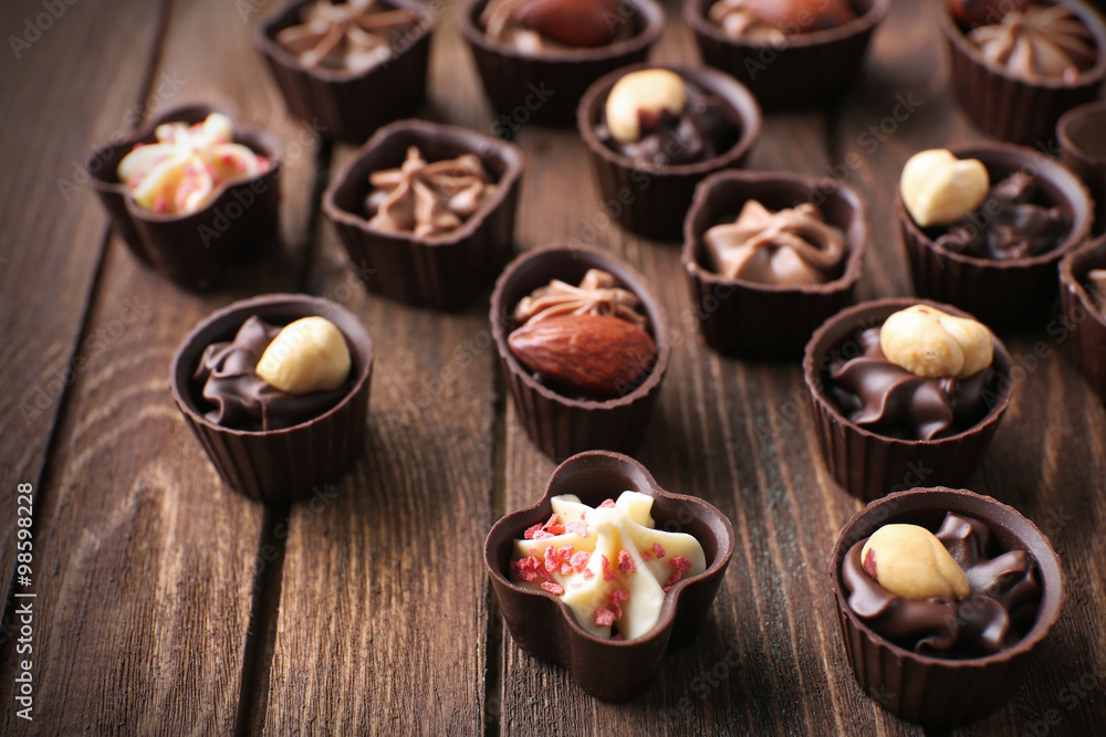 Chocolate sweets closeup