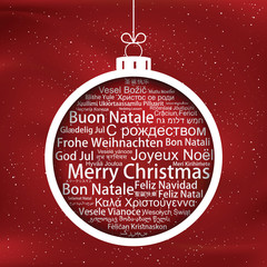 Wall Mural - Merry Christmas tag cloud shaped as a Christmas ball, vector