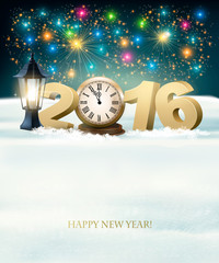 Wall Mural - Happy New Year 2016 background with fireworks. Vector.