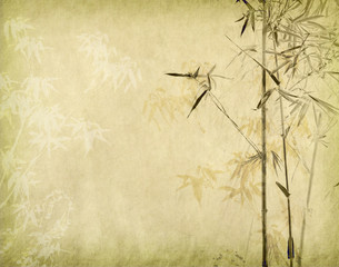 bamboo on old grunge paper texture background