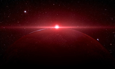 Wall Mural - the mars sunrise shot from space showing all they beauty. extremely detailed image