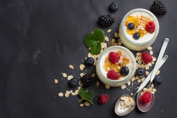 Wall Mural - Yogurt with granola or muesli