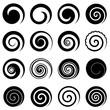 Set of simple spirals, isolated vector graphic elements