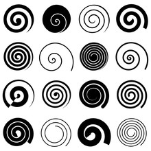Set Of Simple Spirals, Isolated Vector Graphic Elements
