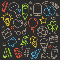 Poster - Different web interface silhouettes. Vector doodle clip-art