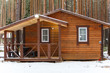 Big wooden bathhouse in winter