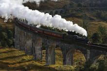 Steam Locomotive On Railway Road Bridge