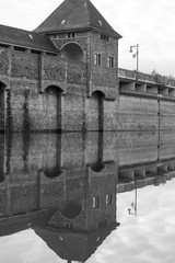 Wall Mural - edersee dam germany black and white