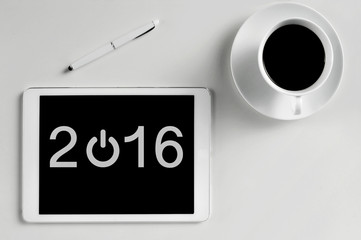 Wall Mural - number 2016, as the new year, in a tablet computer