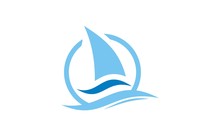 Sail Boat Beach Vector Logo