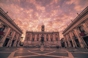 Fototapete - Rome, Italy: The Capitolium square in the sunrise 