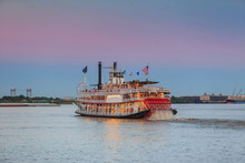 New Orleans Paddle Steamer In Mississippi River In New Orleans