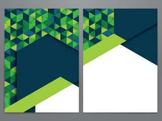 Wall Mural - Vector brochure, annual report, flyer, magazine template. Modern blue and green geometric design.
