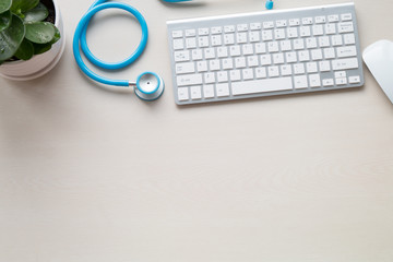 Stethoscope in doctors desk