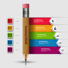 Wall Mural - infographics wooden pencil business education vector