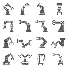 Robotic Arm Black Icons Set