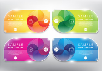 Wall Mural - Abstract vector banners set. Colorful, glossy and transparent on the white panel. Vector illustration. Eps10