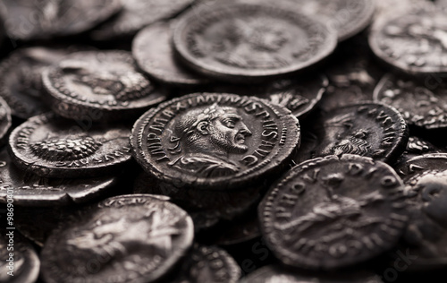 Cuadros en Lienzo Authentic silver coins of ancient Rome